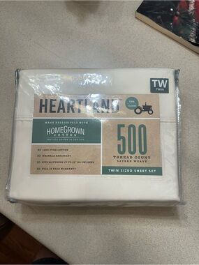 Heartland 500 Thread Count Twin Sheet Set - Cream
